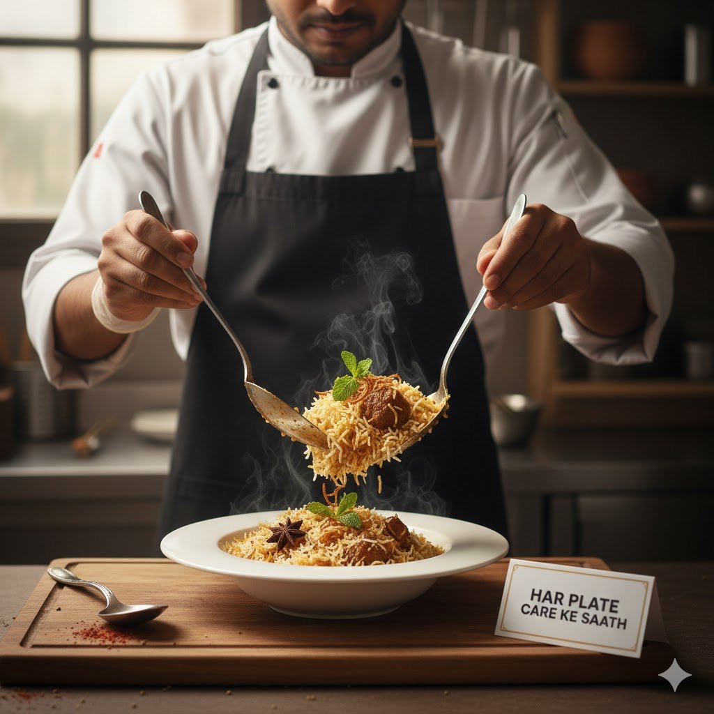 Hygienic kitchen setup at Biryani Box Company