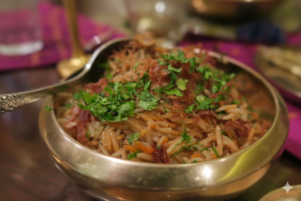 Veg biryani prepared with traditional spices in Bhilai